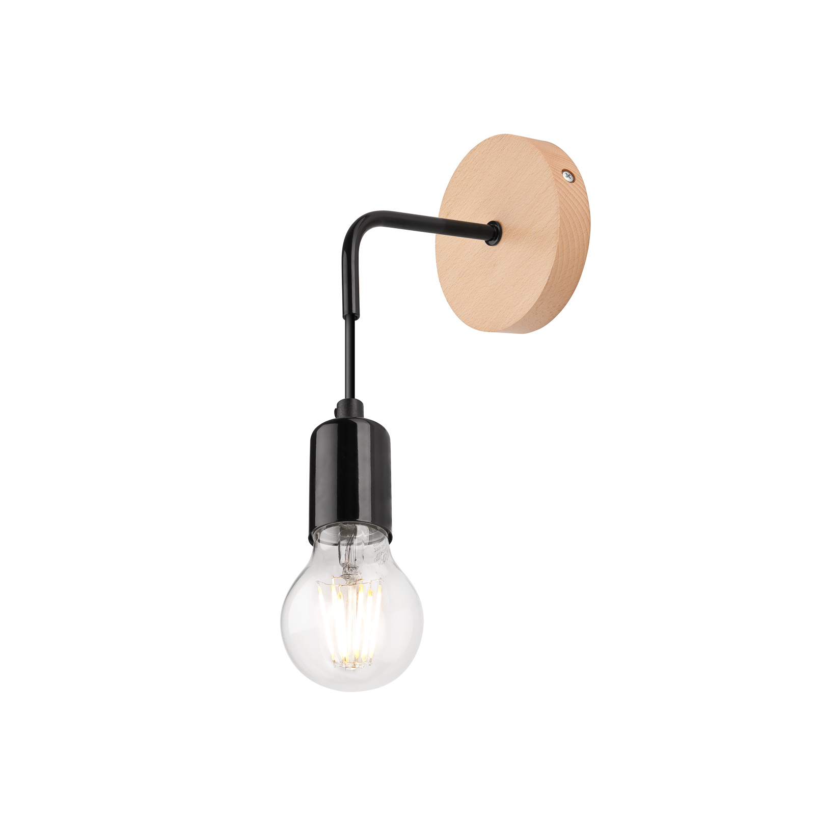 Parc wall light with one socket, black