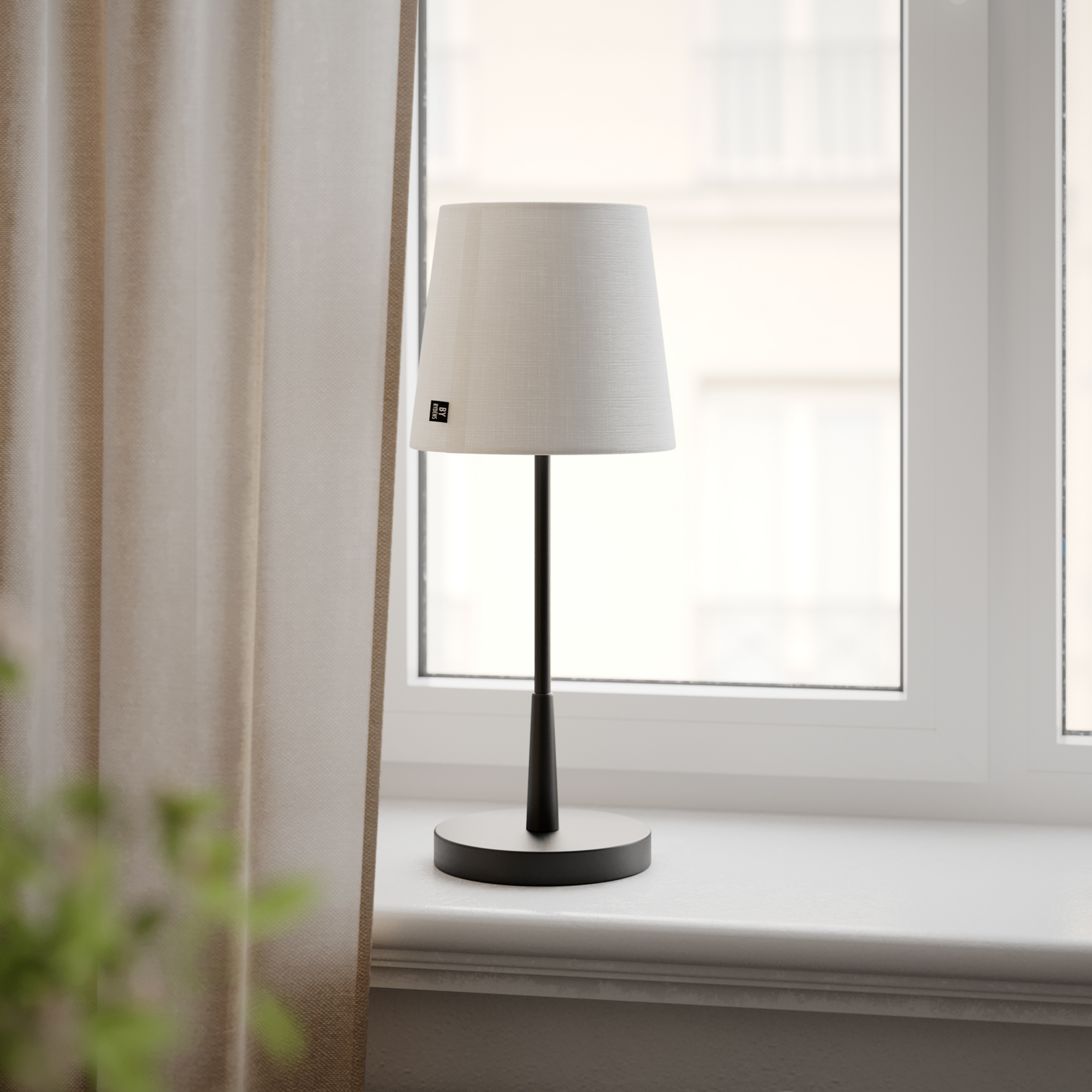 Lampe de table Lumi de By Rydens, 49 cm, noir/blanc, textile