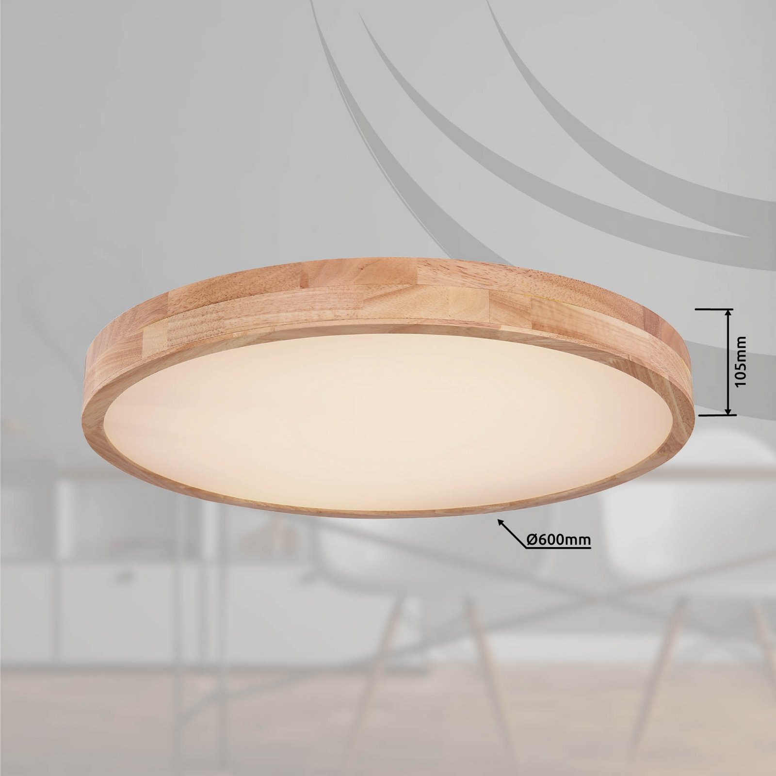 Rainer LED ceiling lamp, Ø 60 cm, wood-effect, metal, CCT