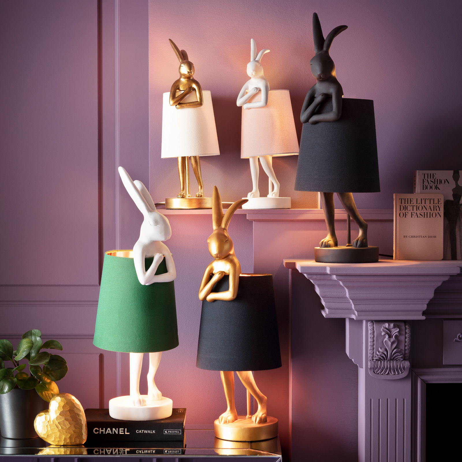 Lampada da tavolo KARE Animal Rabbit, nero/oro, 68 cm, E14