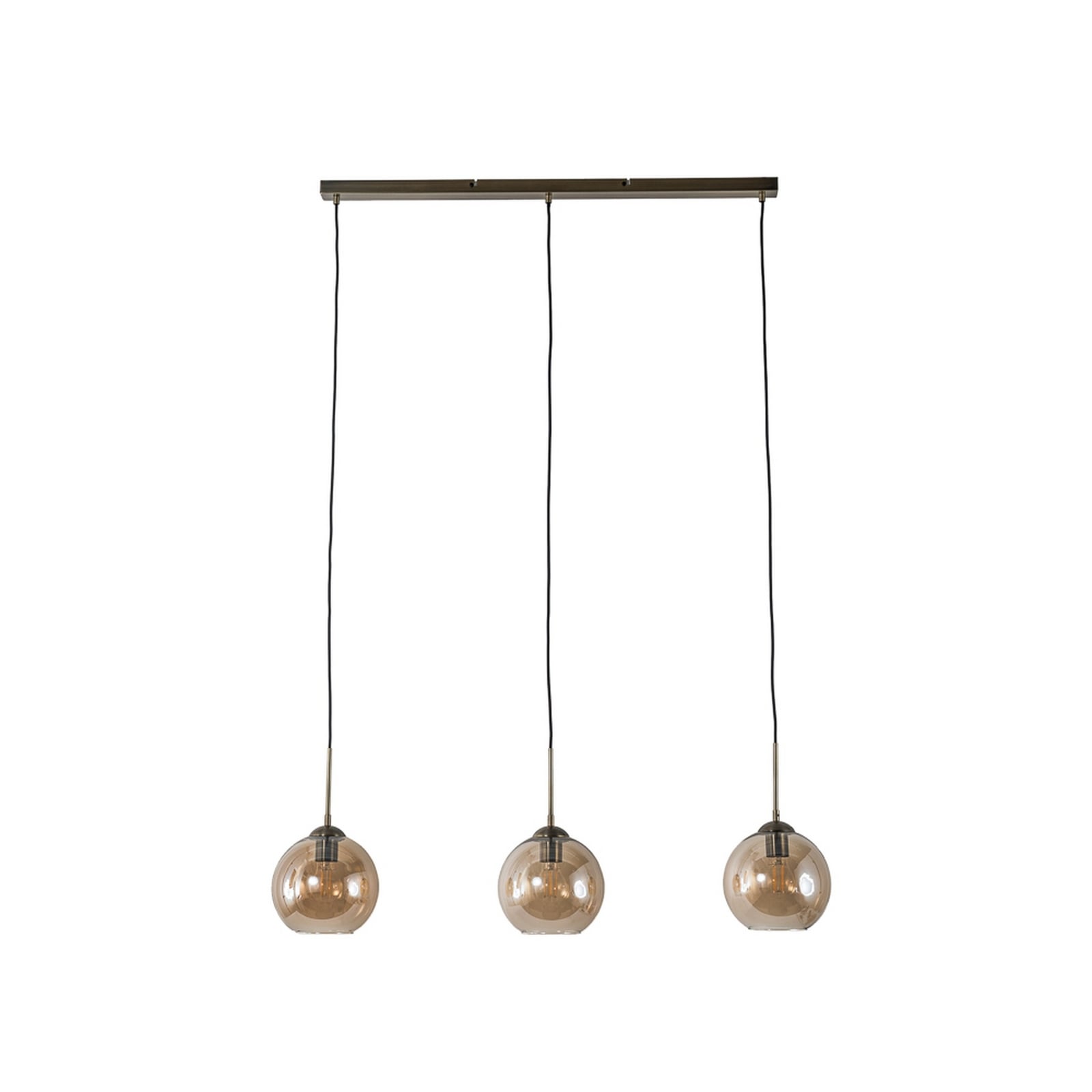 Lindby Hängeleuchte Sofian, amber, Glas, 100 cm, 3-flg.