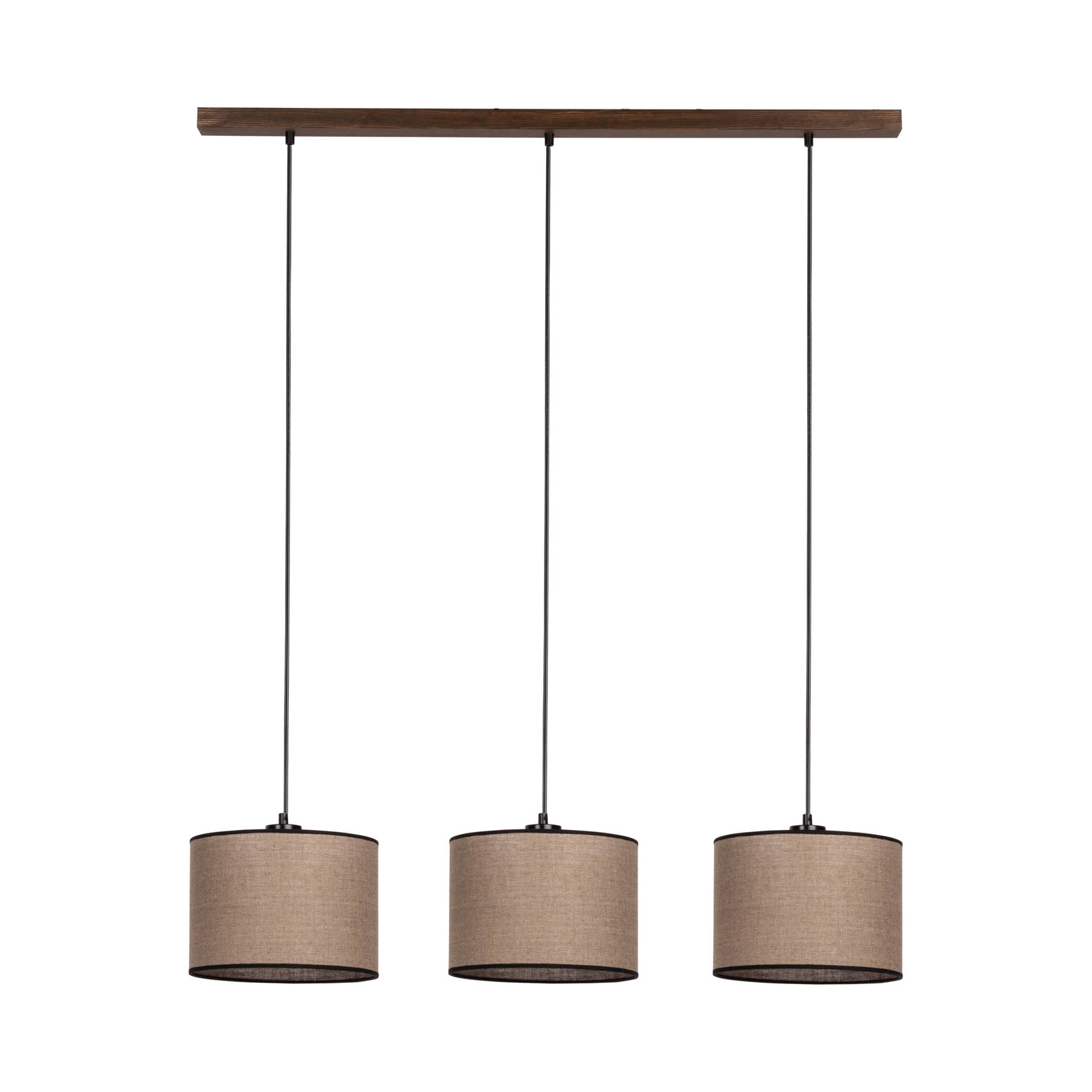 Hanglamp Tubo, noten, zwart/beige, 3-lamps