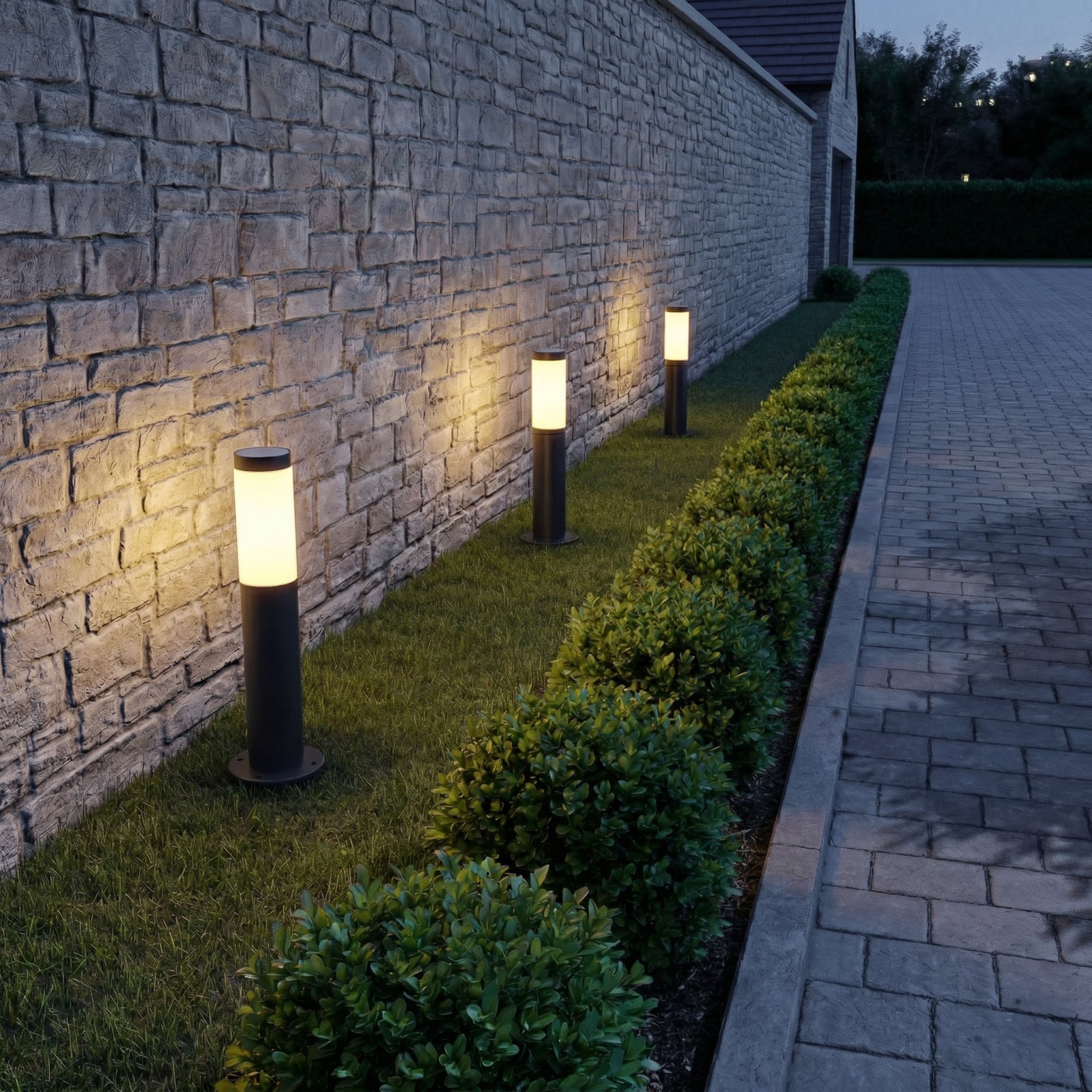 Lindby sokkellampe Statius, 45 cm, antrasitt/opal, stål