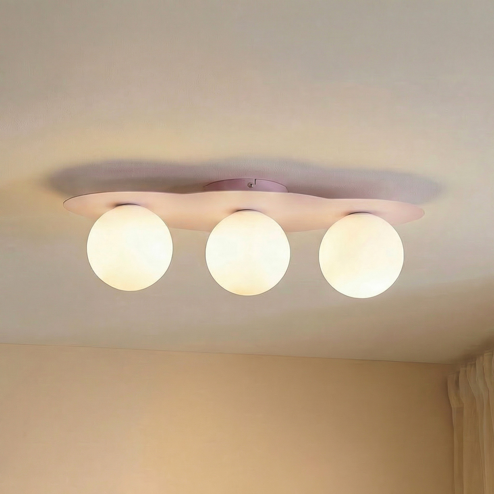 TK Lighting Plafonieră Cloud roz 3 becuri sticlă lungime 51 cm G9 - Camera copiilor - Viața tânără - roz alb