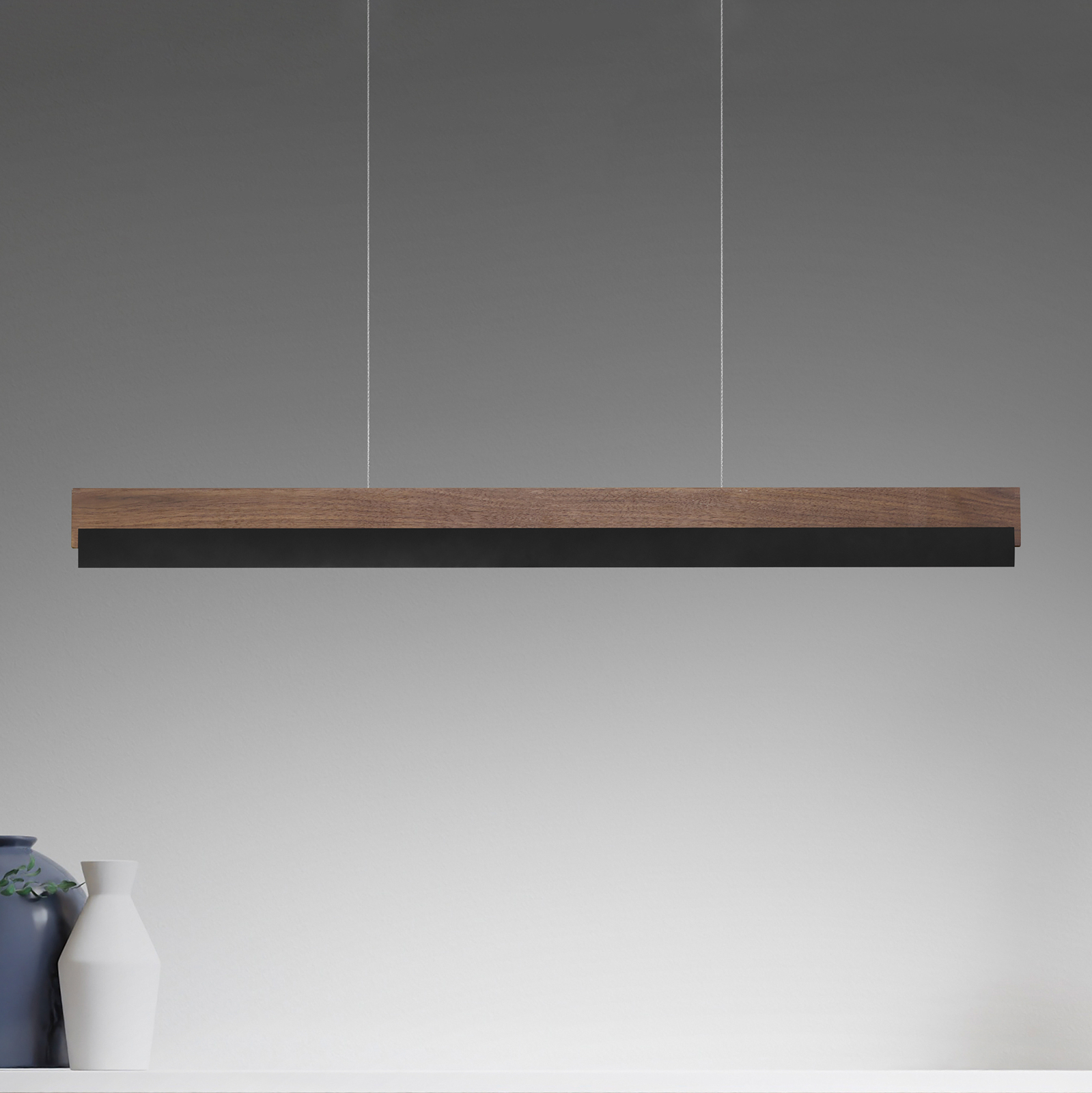 Rothfels Keijo colgante LED negro/nuez 83 cm