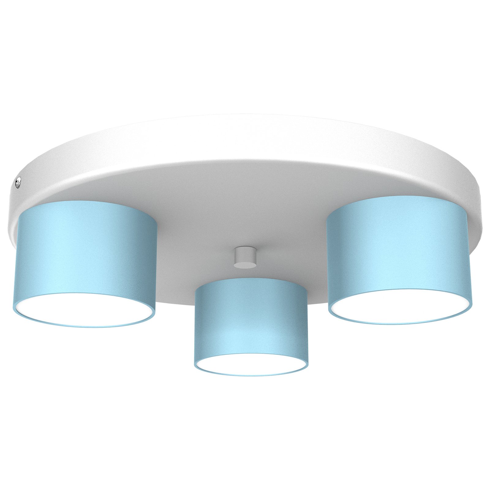 Cloudy round ceiling light 3-bulb blue
