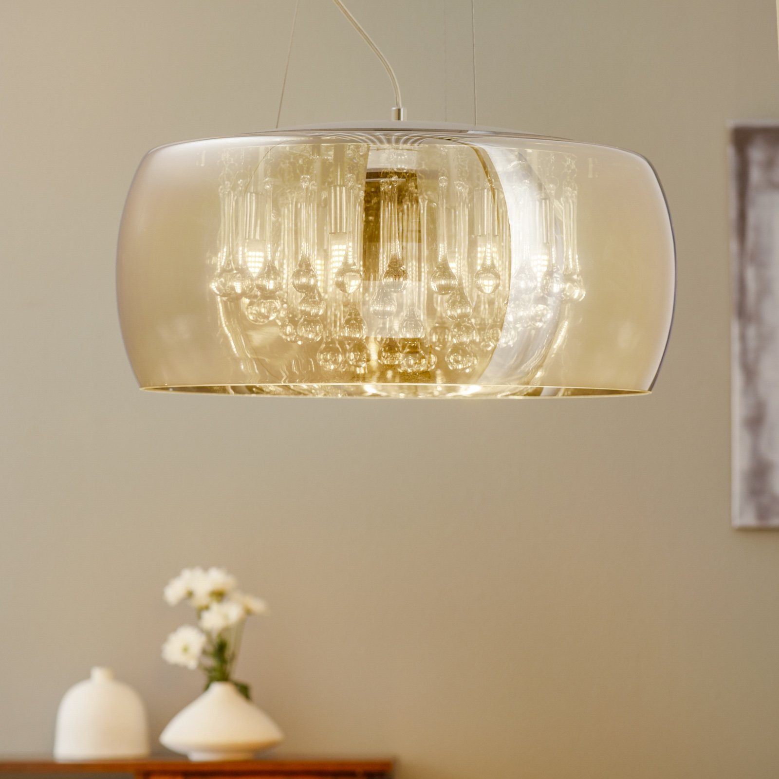 Lampa wisząca LED Argos z kryształowymi kroplami Ø 50 cm