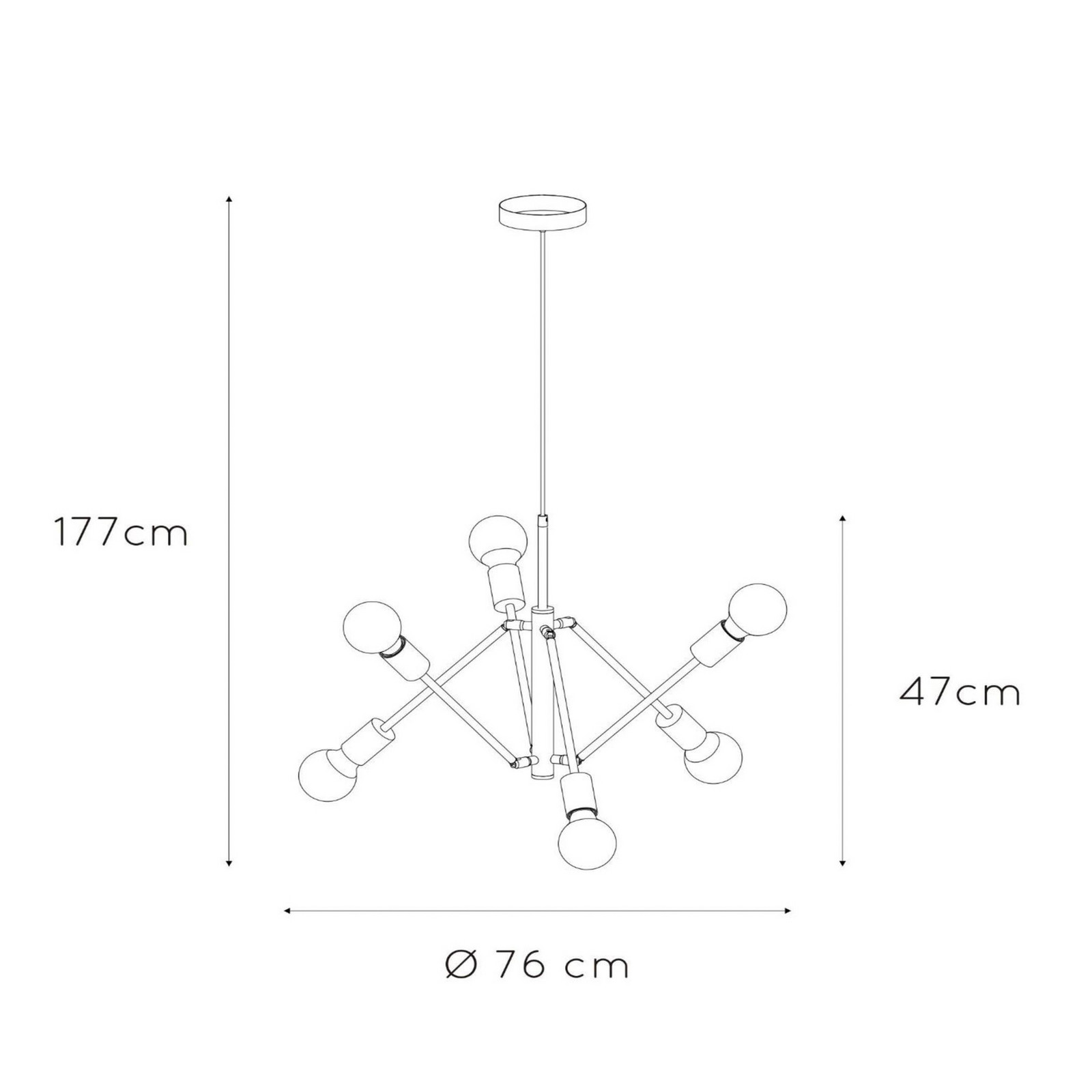 Lucide Lampă suspendată Lester cu șase lumini reglabilă - Camera de zi / sufragerie - modern - negru - Metal