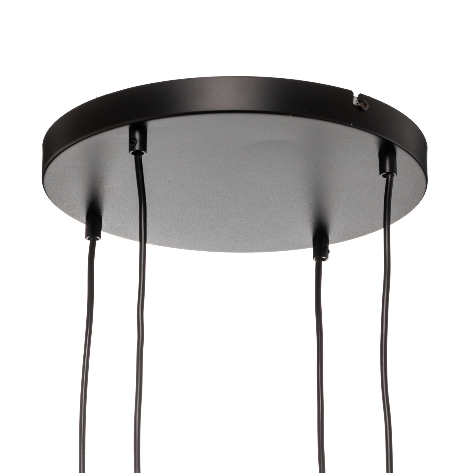 Suspension Joni tissu ronde 4 lampes gris doré