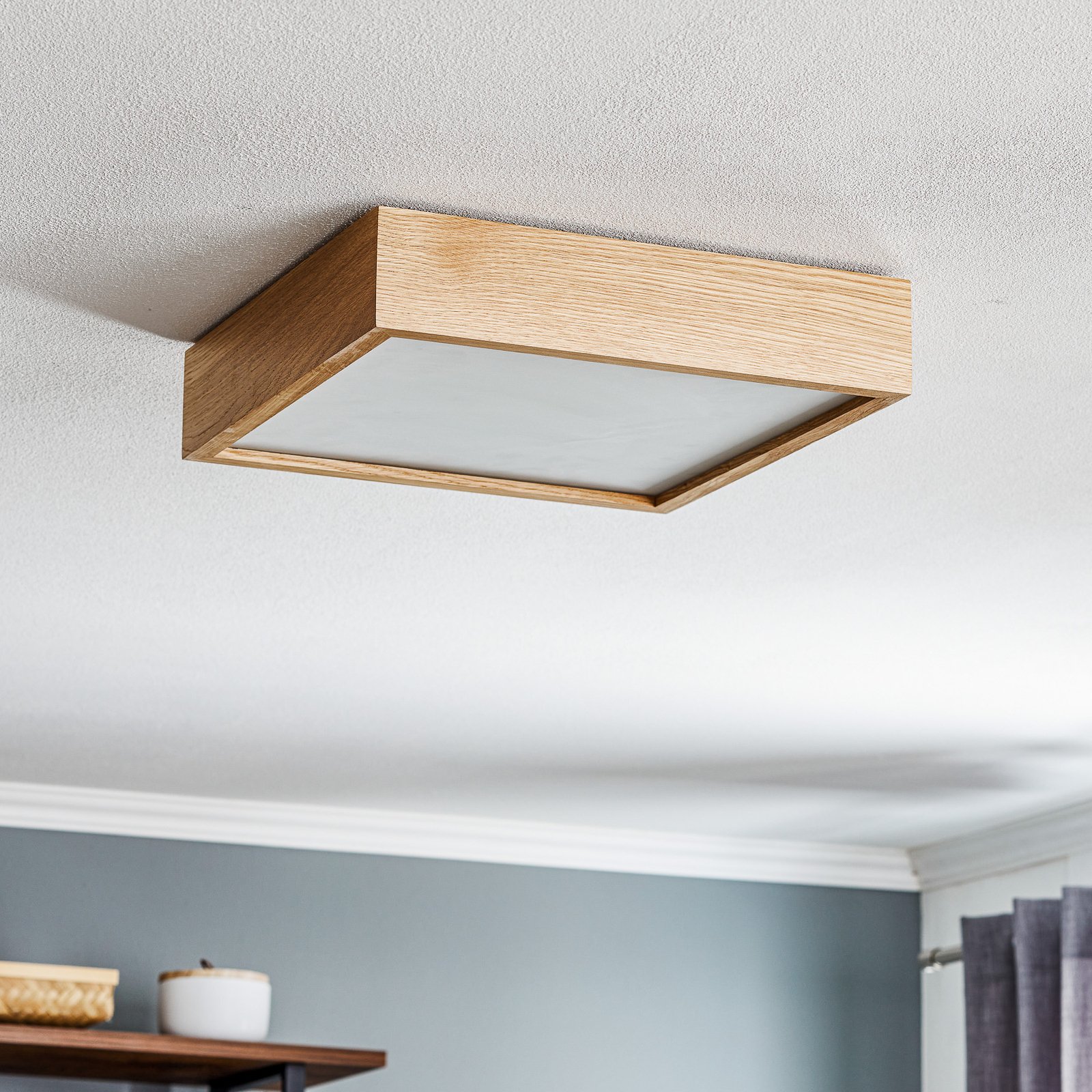 Φωτιστικό οροφής Quatro DR με ξύλινο πλαίσιο, 38.5cm