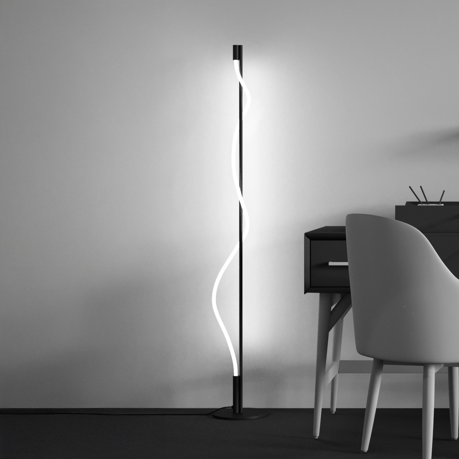 Lampadar LED Maytoni Tau negru aluminiu înălțime 150 cm - Camera de zi / sufragerie - Modern - negru alb