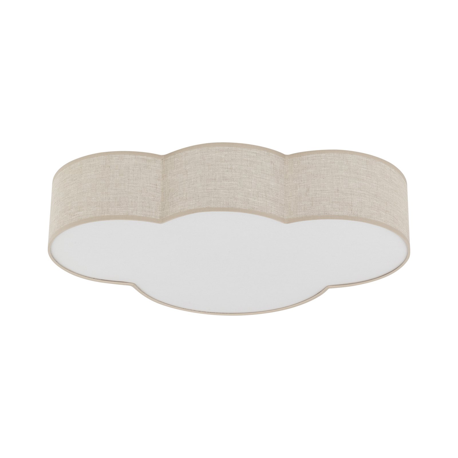 Plafonnier Cloud, beige, longueur 63 cm, lin/plastique