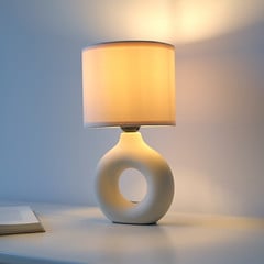 JUST LIGHT. Carara asztali lámpa, kerámia talp, bézs színű