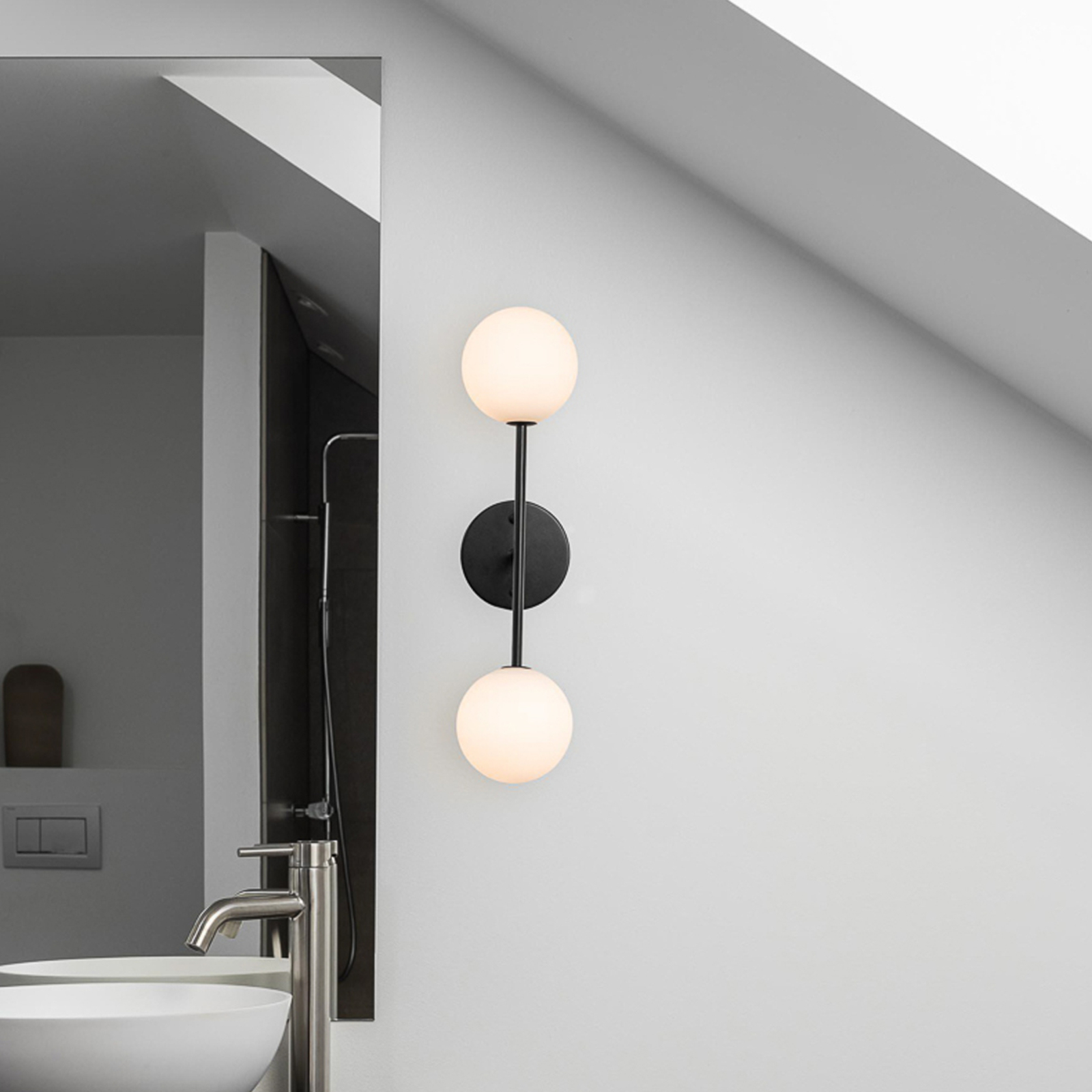 PR Home Sigma D LED wall light 2-bulb black/opal