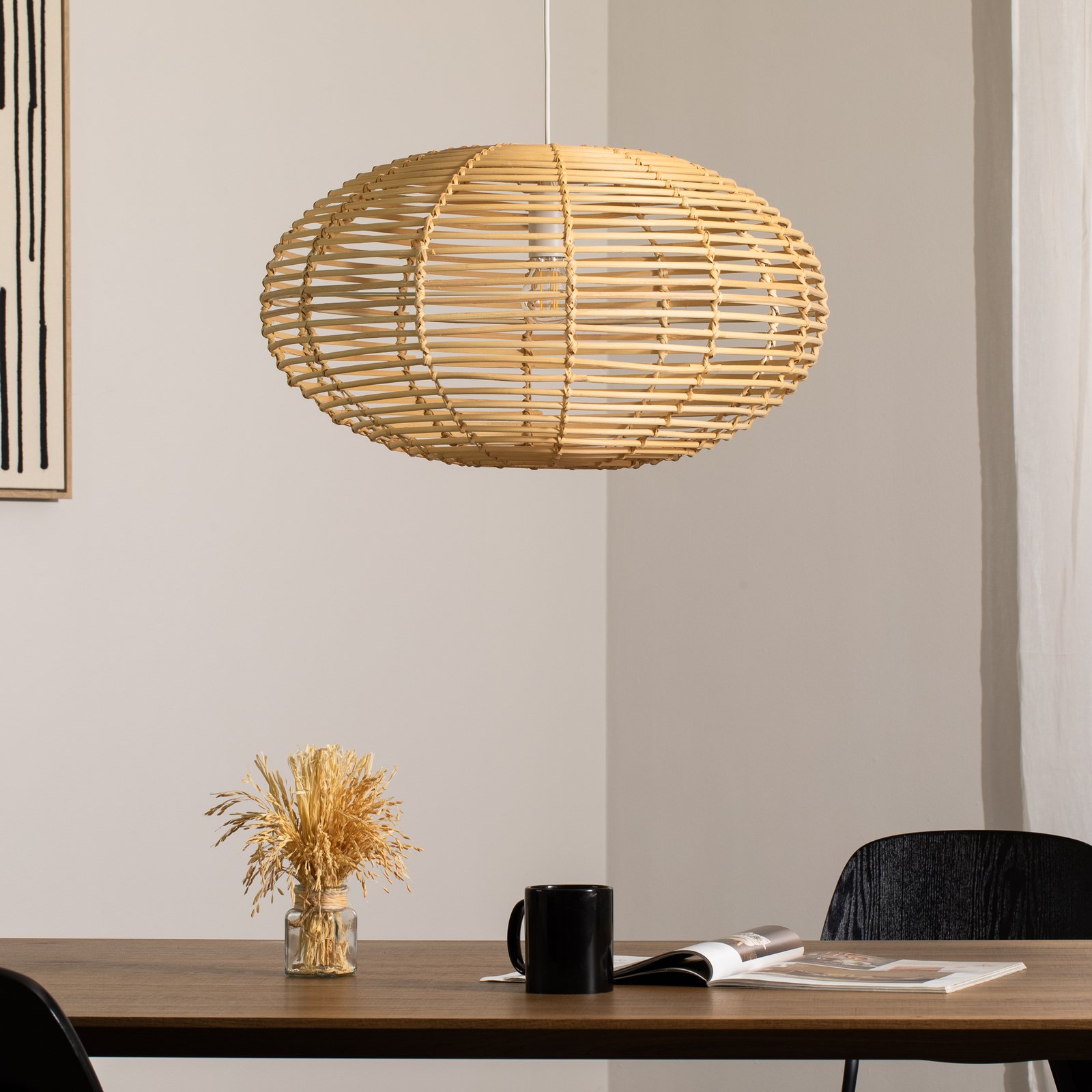 RATTAN pendant light, Ø 60 cm, natural brown, rattan, E27