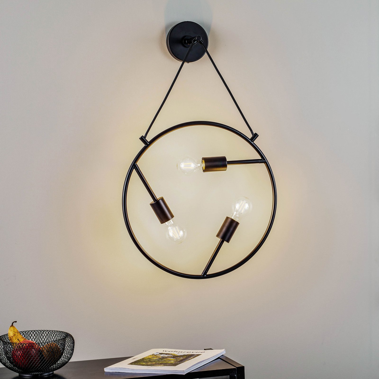 Lucande Linnard wall light made of steel, 3-bulb