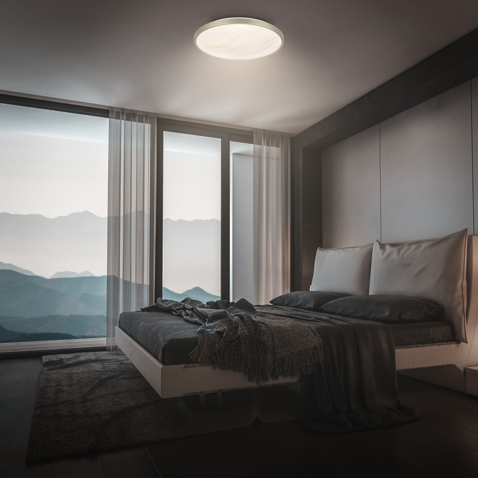Competo LED ceiling light, 3,000 K, Ø 33 cm, matt nickel