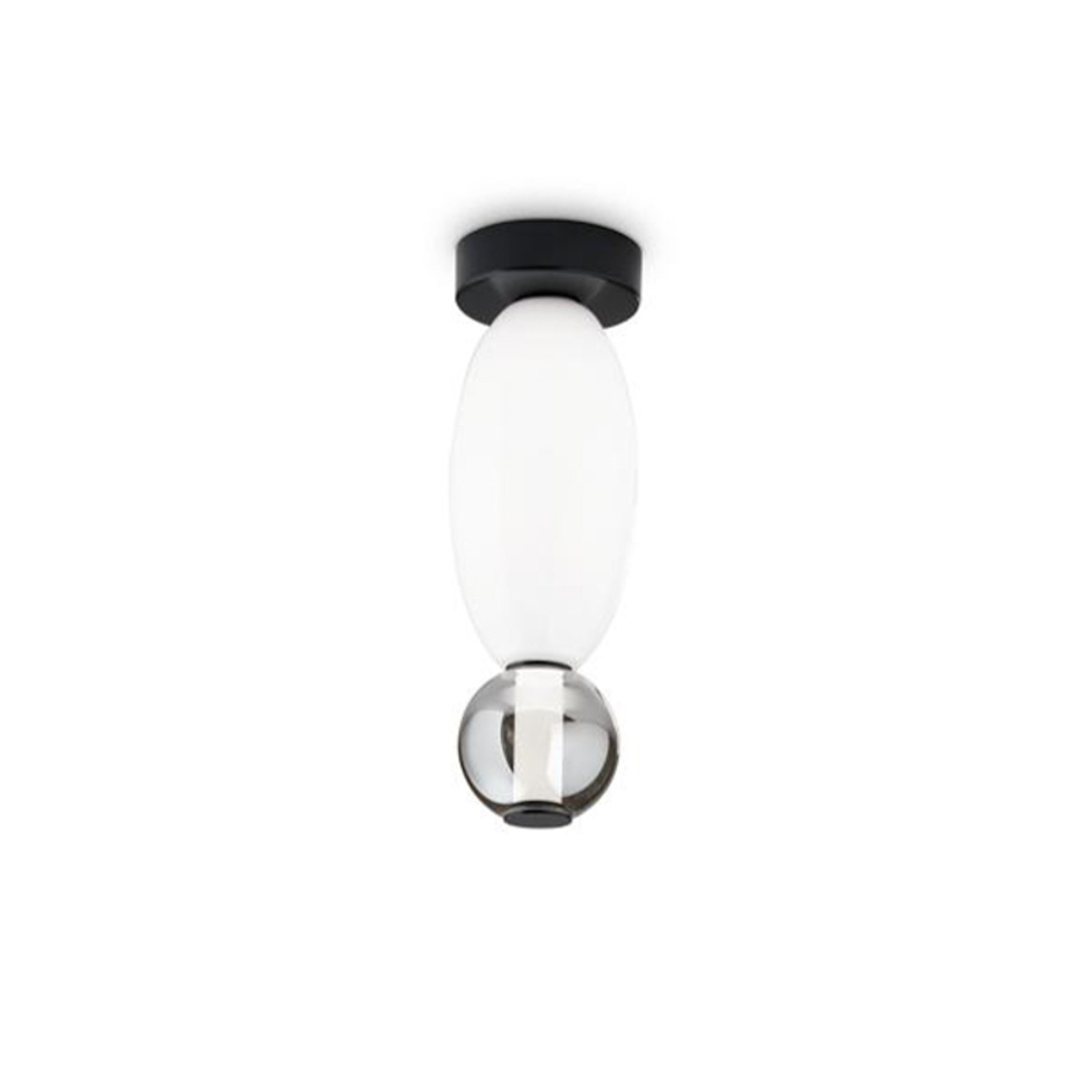 Ideal Lux LED griestu lampa Lumiere-1, opāls/pelēks stikls, melns