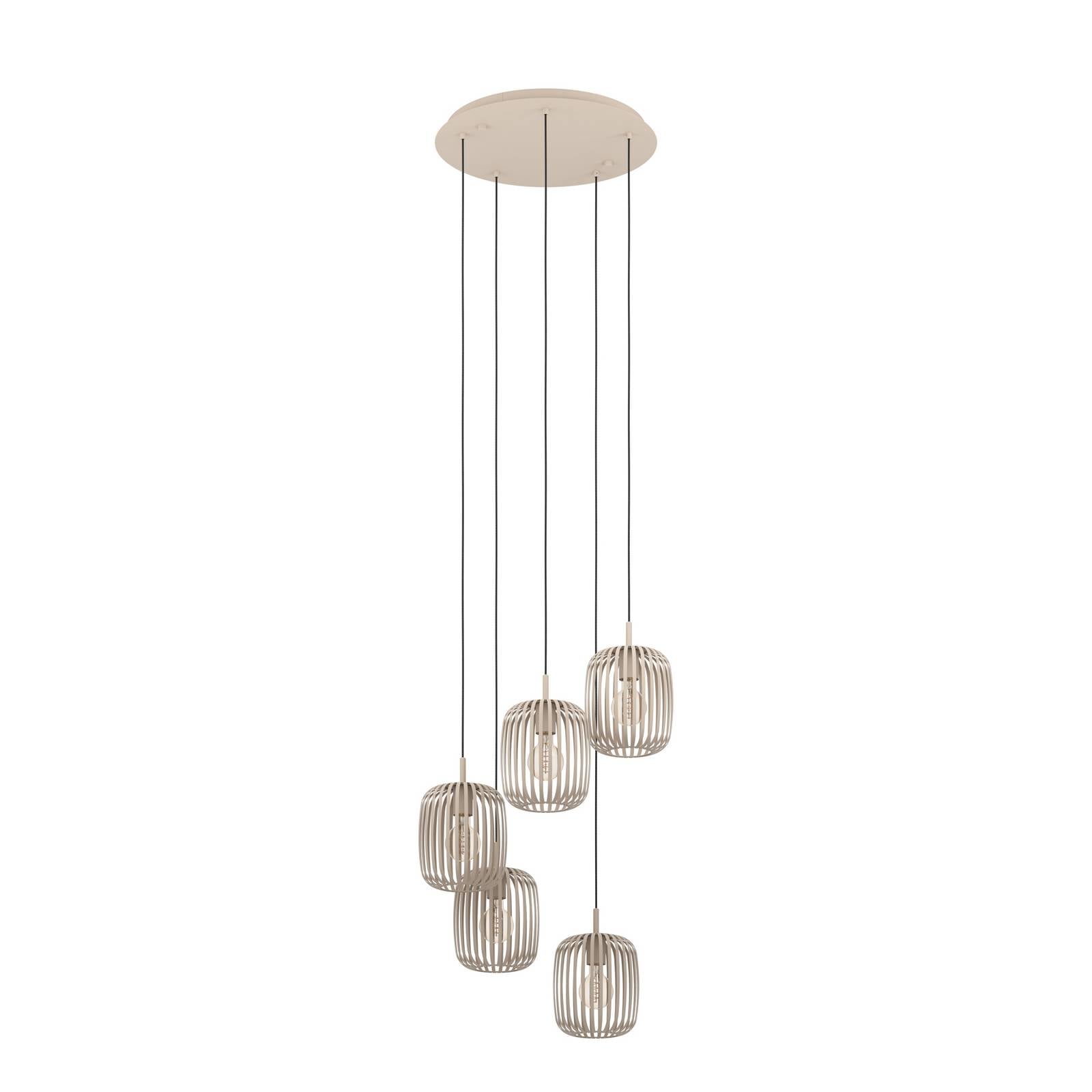 Hängelampe Romazzina, sandfarben, Stahl, Ø 50 cm, 5-flg.