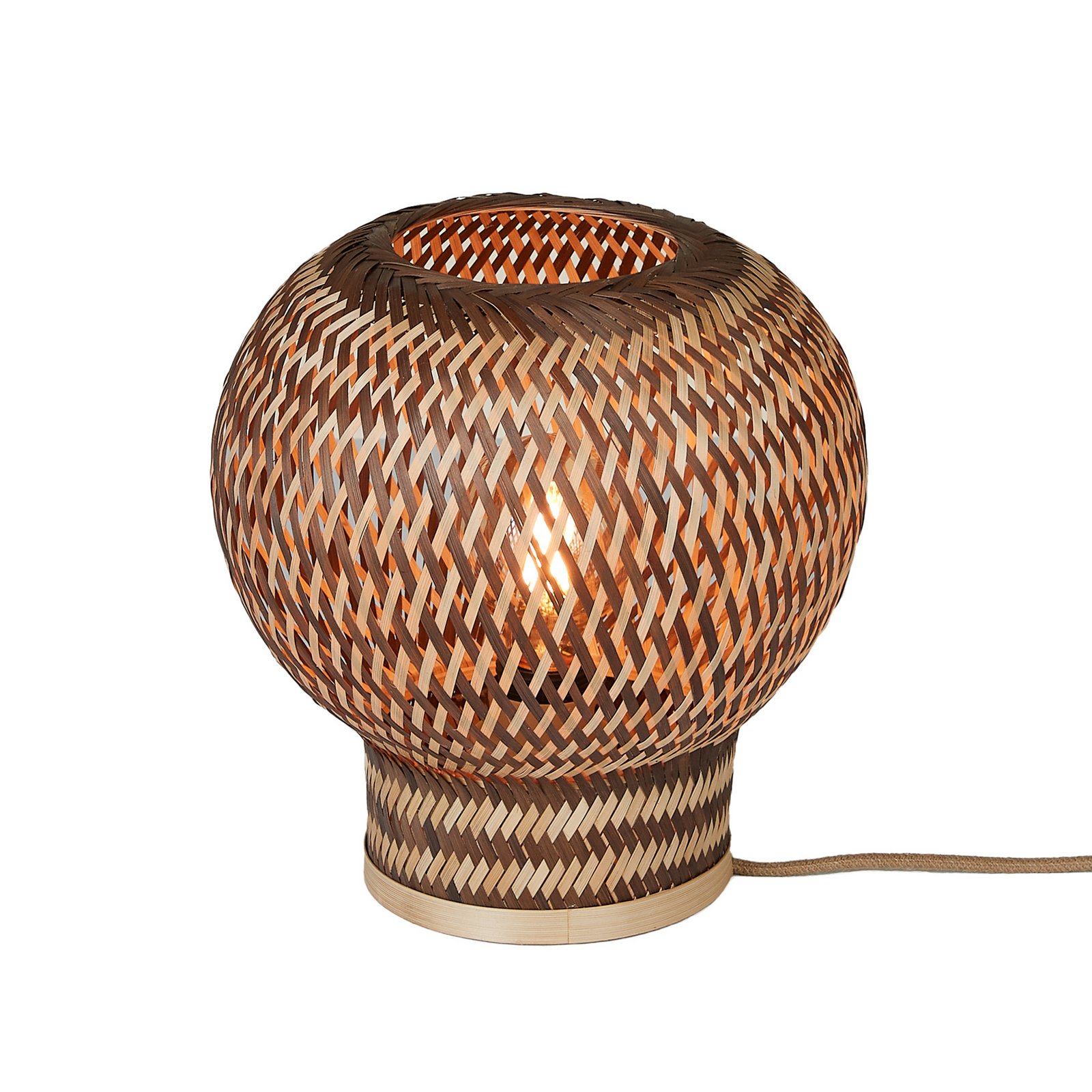 GOOD & MOJO Lampe de table Barbados, marron, Ø 25 cm, bambou, E27