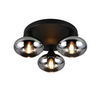 Deckenleuchte Divina, rauchfarbig, Ø 39 cm, 3-flammig, Glas