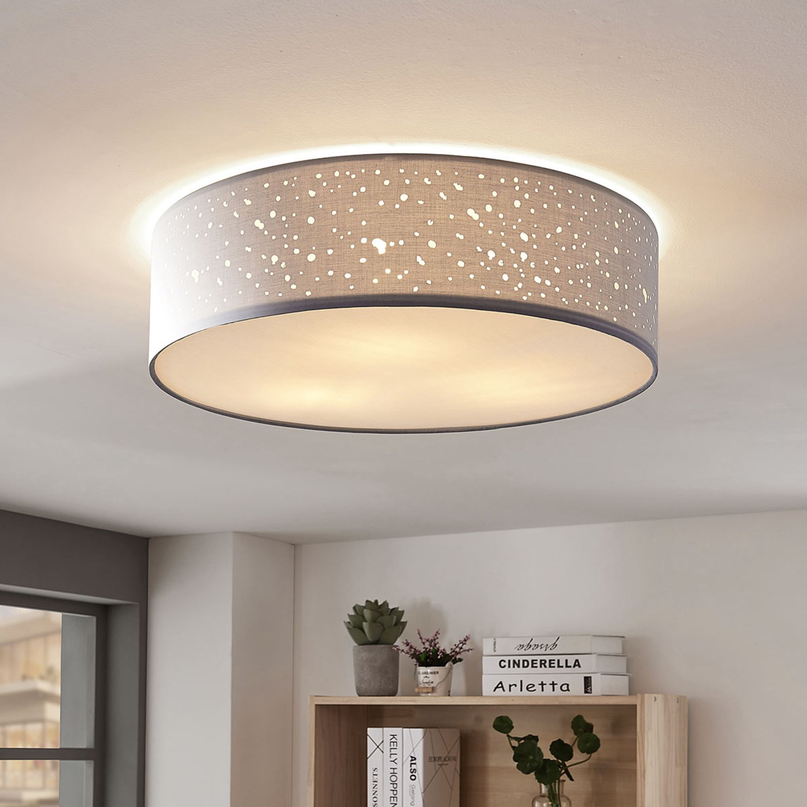 Umma Ceiling Lamp Grey/Nickel - Lindby