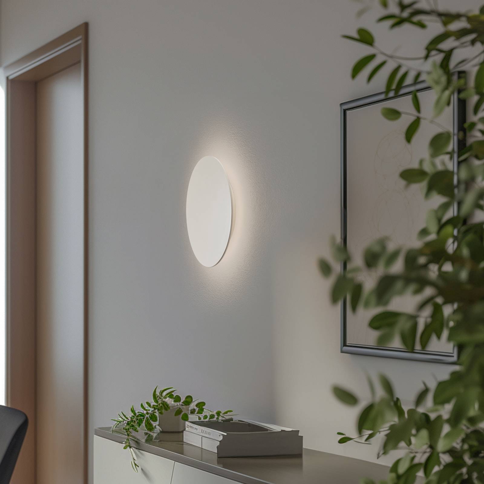 LED-Wandleuchte Orios Plus, sandfarben, Metall, Ø 30 cm günstig online kaufen