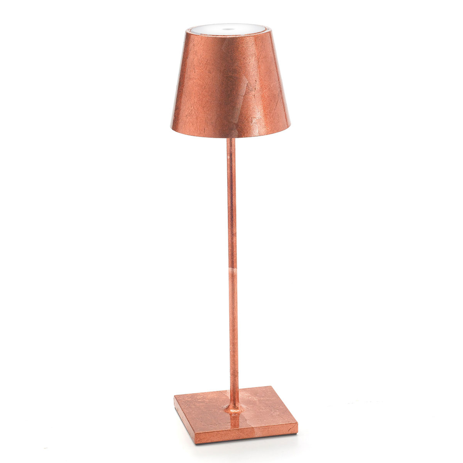LED-bordlampe Poldina med dekor, bærbar, kobber