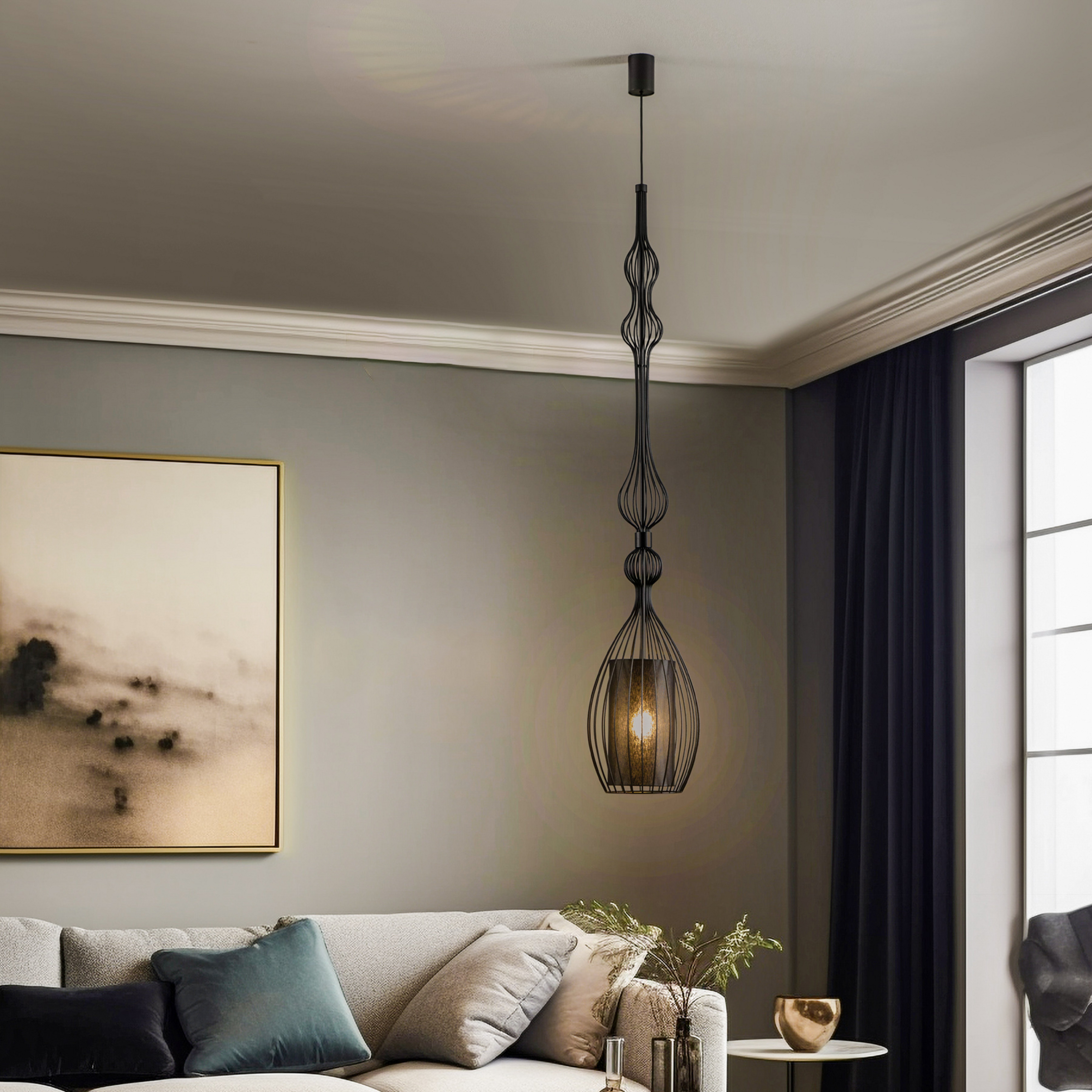 Suspension Abi L en forme allongée, noir