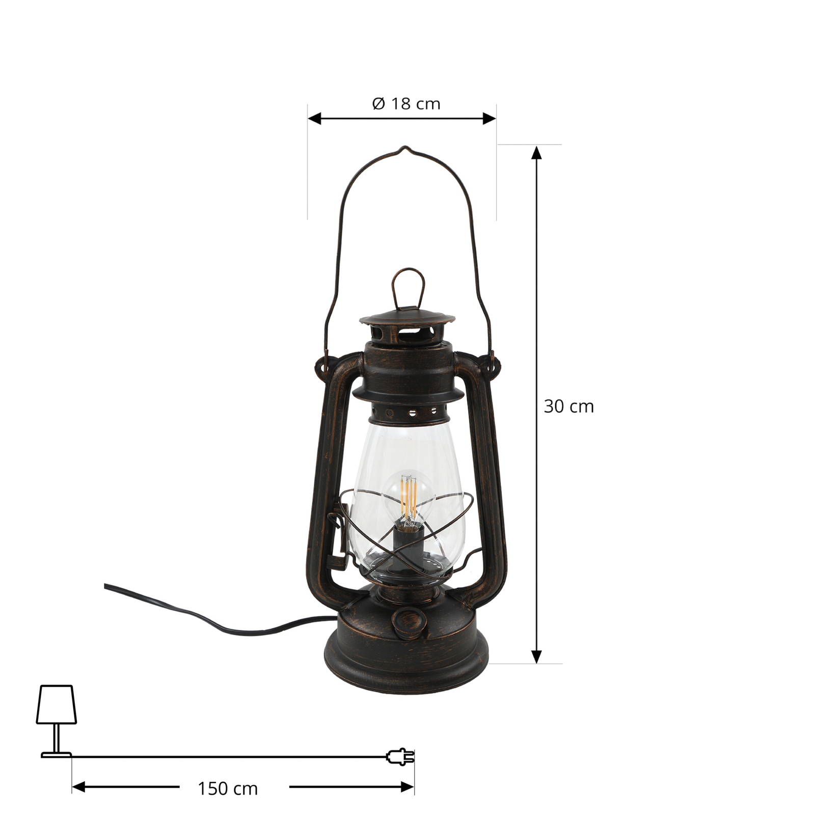 Настолна лампа Lindby Raisa, фенер, ръждив цвят