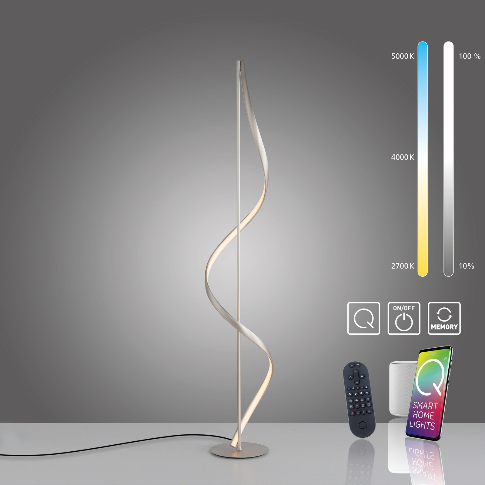 Paul Neuhaus Q-Swing LED φωτιστικό δαπέδου, ατσάλι