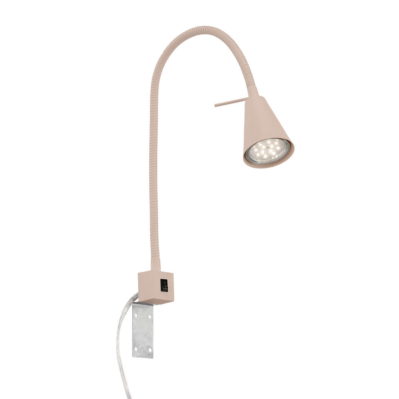 LED wall lamp Tuso, beige, bed mounting, metal, flexible arm