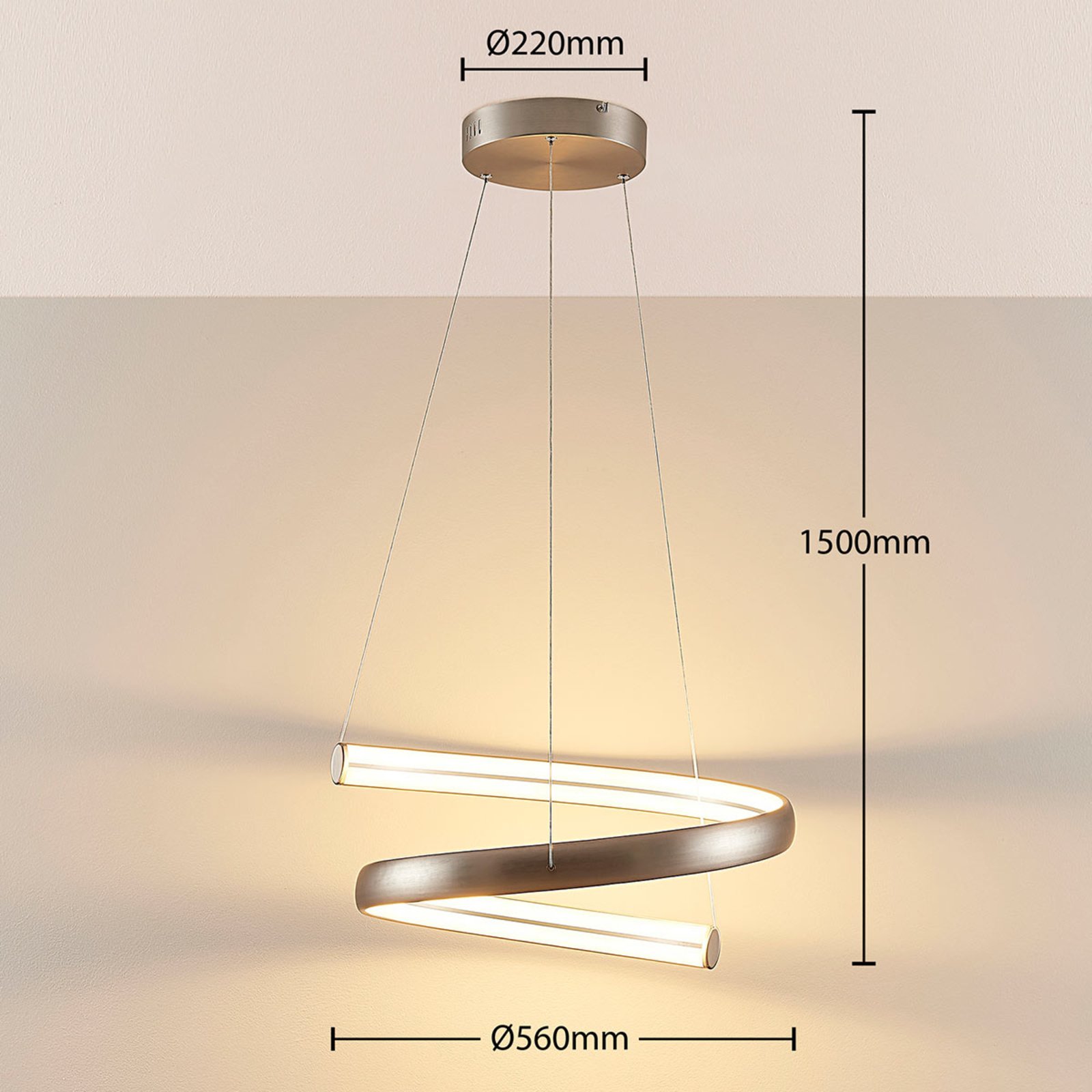 LED-Hängelampe Risto Nickel Satiniert Lampenwelt Spirale Pendelleuchte