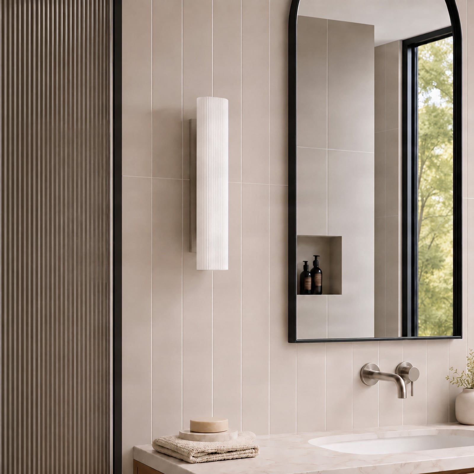 Aplique LED para baño Victoire de Lucande, 50 cm, blanco/cromo, CCT Aplique LED para baño Victoire de Lucande, 50 cm, blanco/cromo, CCT