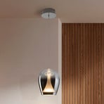 Lampada LED a sospensione a sospensione Suspiro, Ø 18 cm, cromata/grigio fumo,