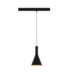 LED-pendel med skinne LORA I, sort, Ø 15 cm, 40° CCT, 3-faset