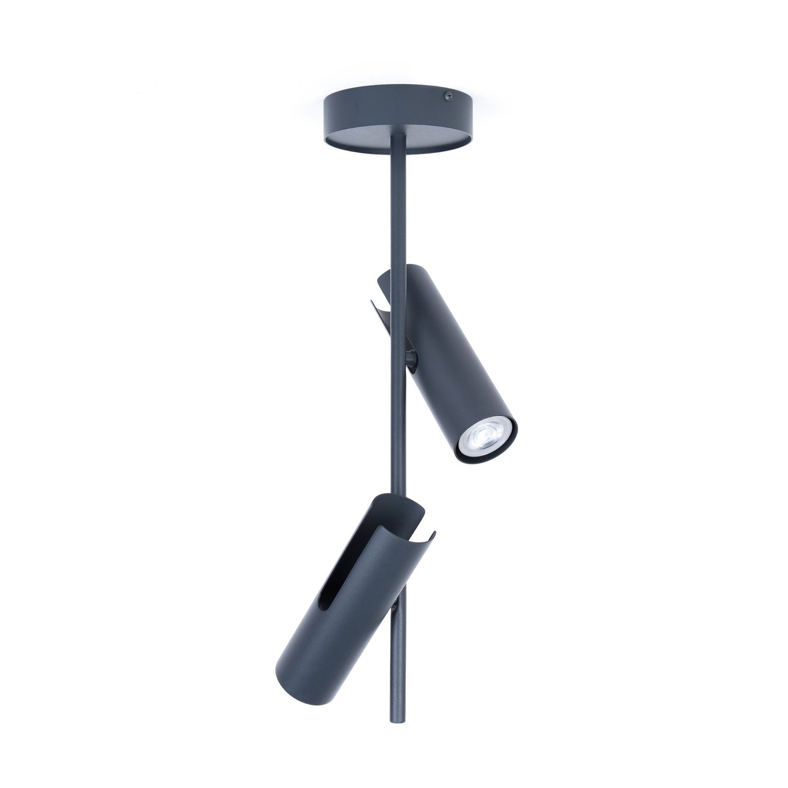 Deckenspot Leda 2, anthrazit, 2-flammig, Stahl, Höhe 55 cm