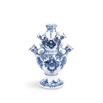 Tulip Pyramid-vase, lille, blå/hvid, porcelæn – &Klevering