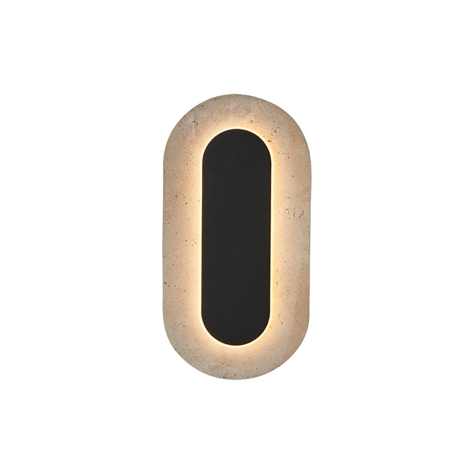 Επιτοίχια λάμπα LED Miranda, μπεζ/μαύρο, ύψος 30 cm, πέτρα