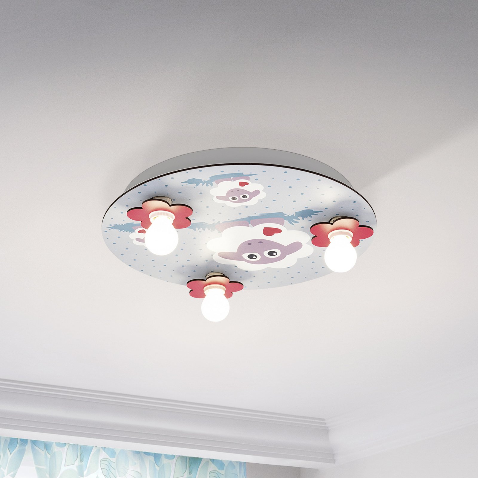 Plafonnier Lalelu rond à 3 lampes