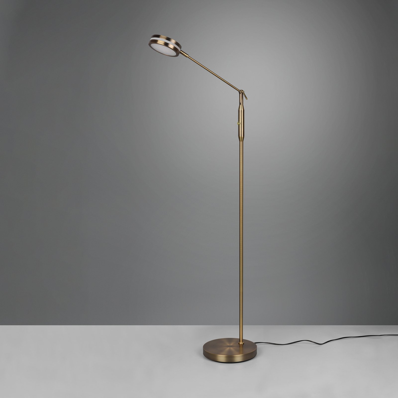 LED stojací lampa Franklin, stmívač, mosaz