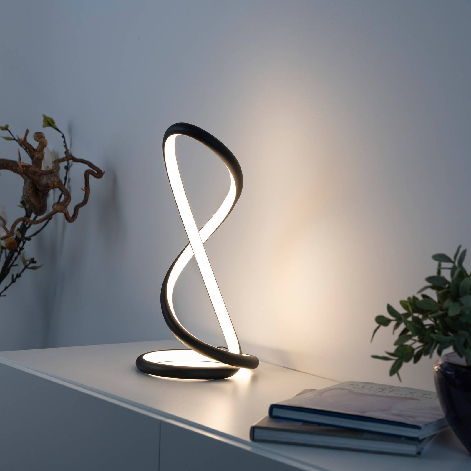 Paul Neuhaus LED-Tischlampe Twist, schwarz, Höhe 42 cm günstig online kaufen
