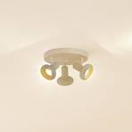 Lindby spot pour plafond Huby, 3 lampes, crème/vert clair, fer