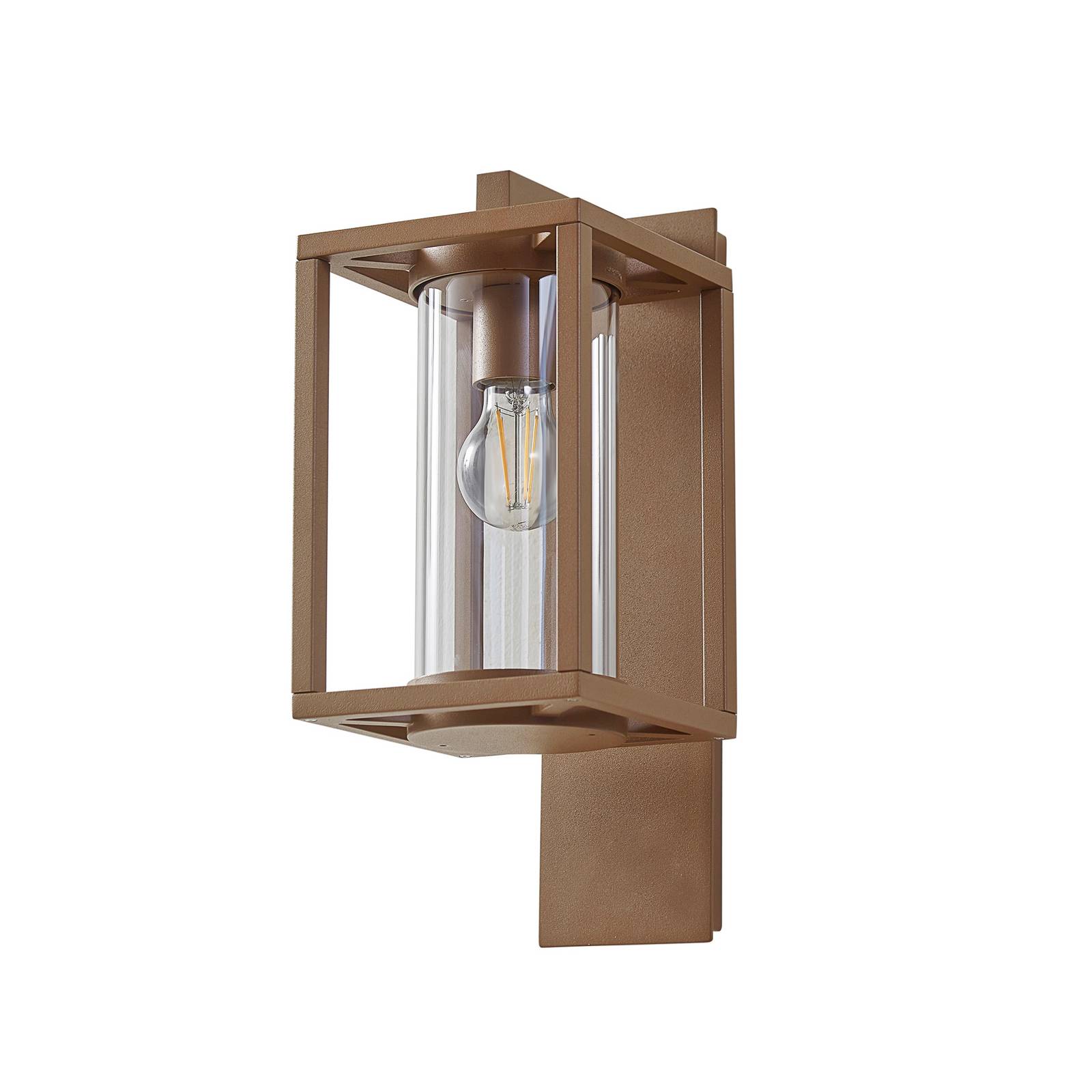 Lucande Außenwandleuchte Ferda, Fassung unten, braun, IP44