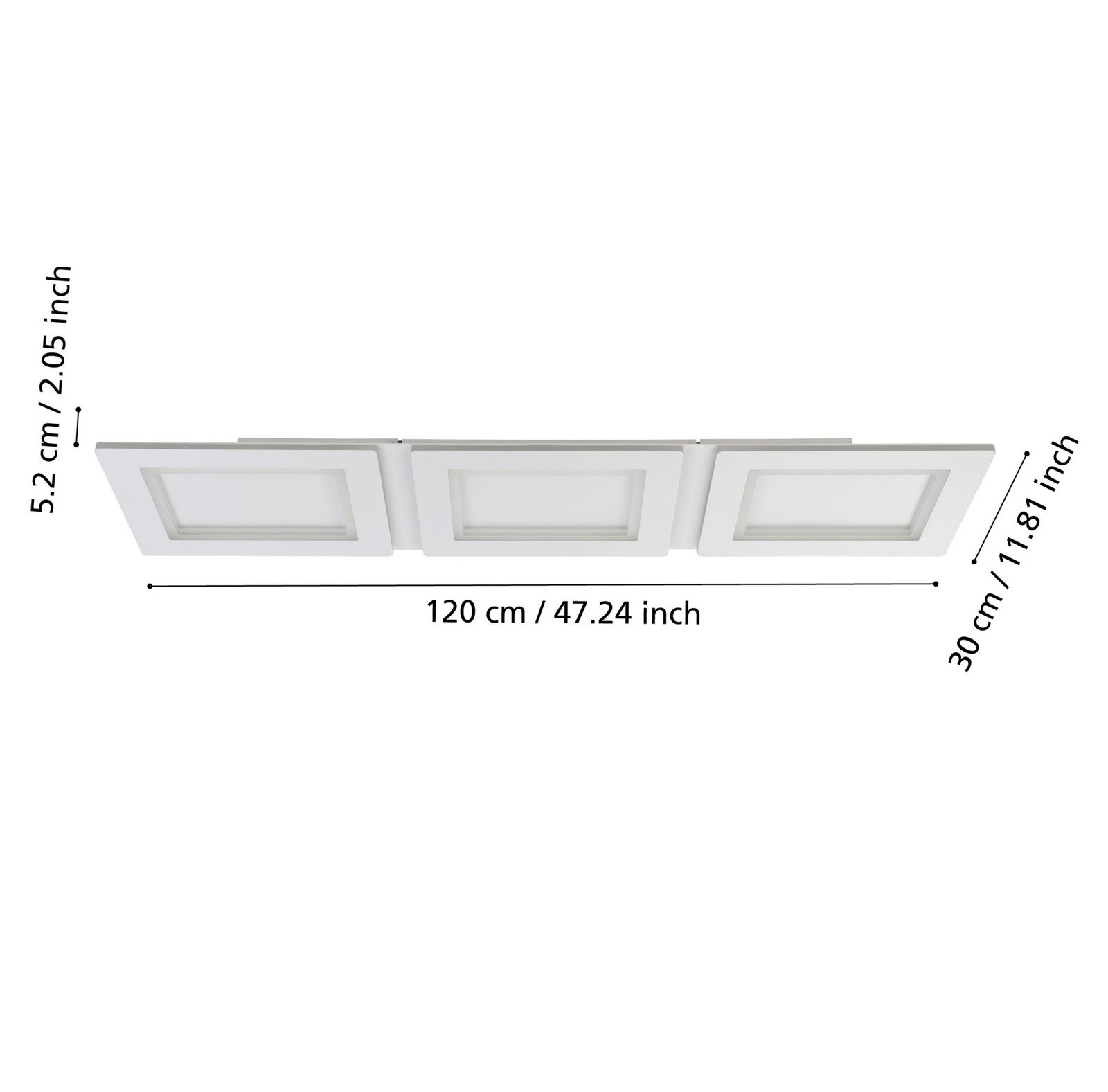 EGLO connect lampa sufitowa LED Padrogiano-Z 3-punktowa, 120 x 30 cm