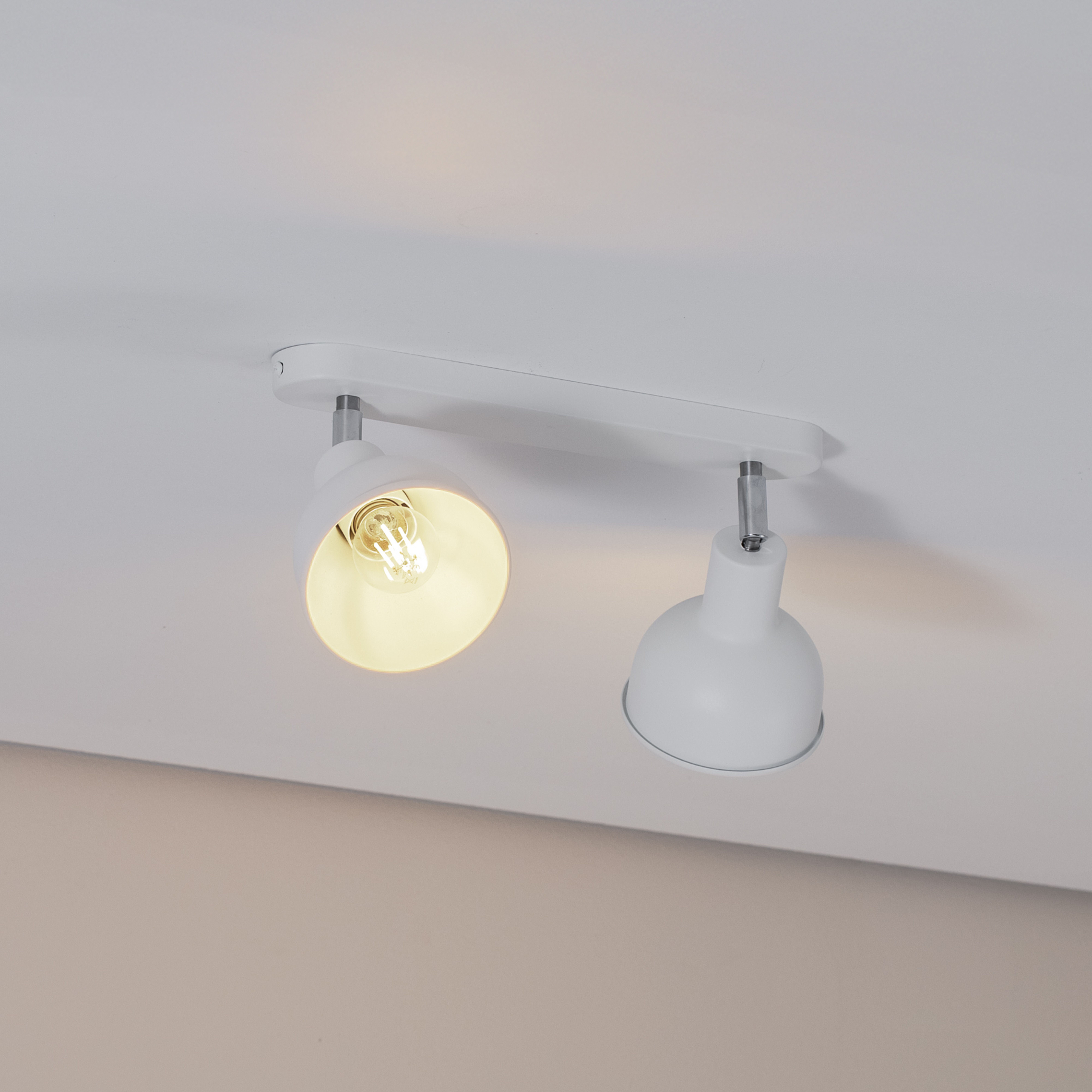 Plafoniera Elba, 34 cm, a 2 luci, bianco, metallo, E27