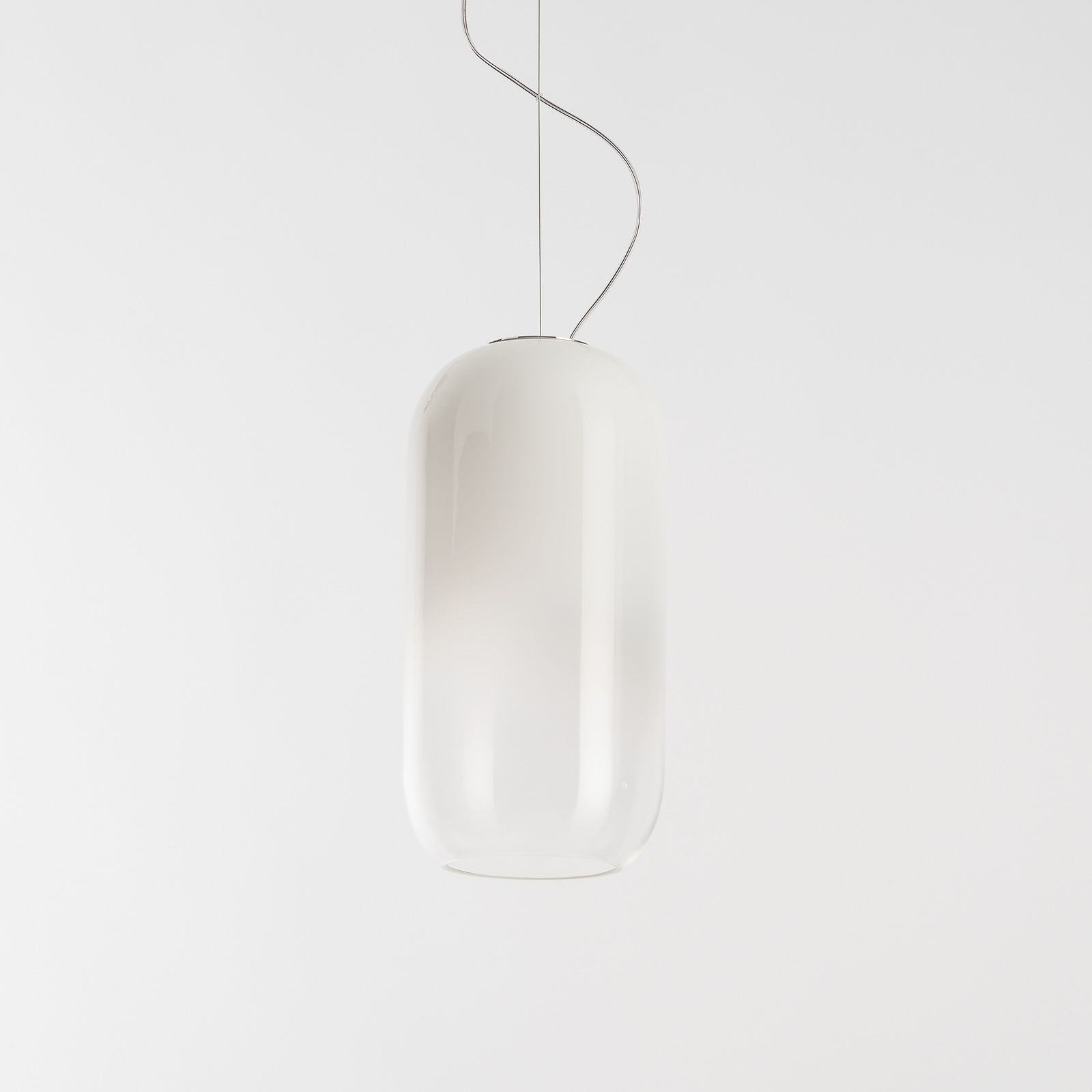 Artemide Gople colgante de vidrio, blanco/plata