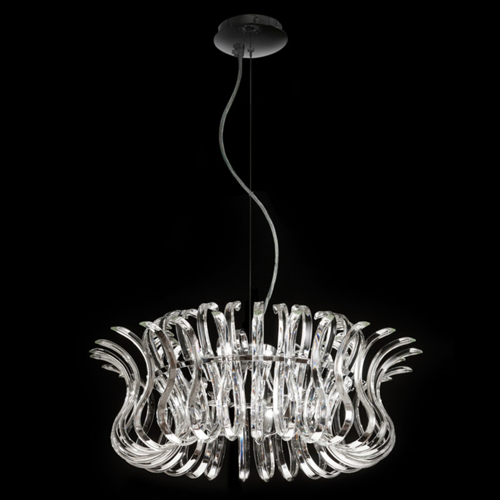 Glass hanging light Wave with 65 cm diameter
