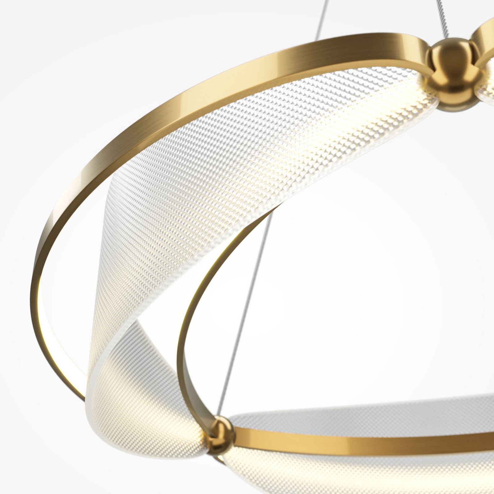 Maytoni Breeze LED hanging light, Ø 60 cm, brass/clear, acrylic