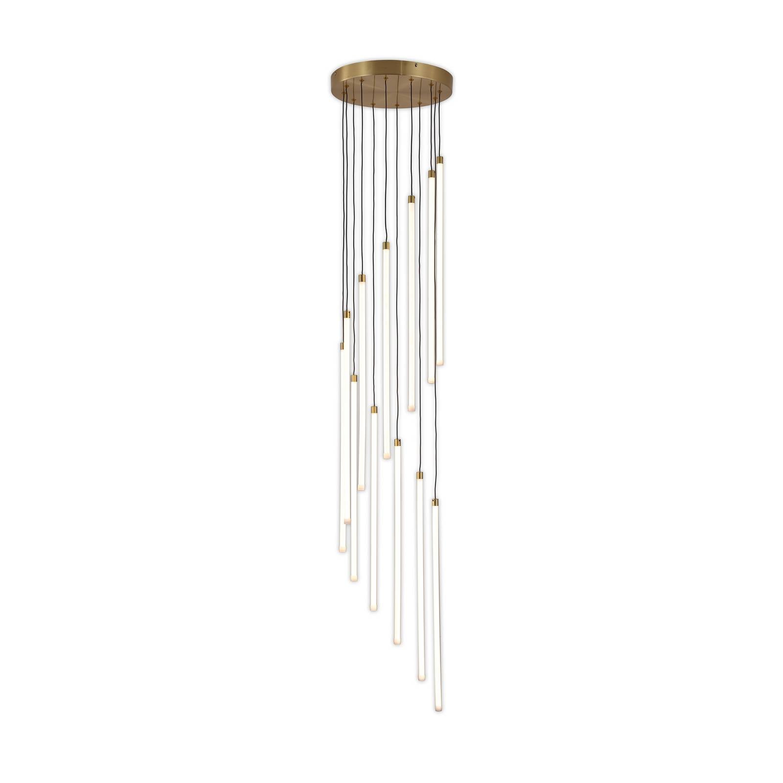 LED-Hängelampe Flare, messingfarben, Ø 35 cm, CCT, 12-flg.